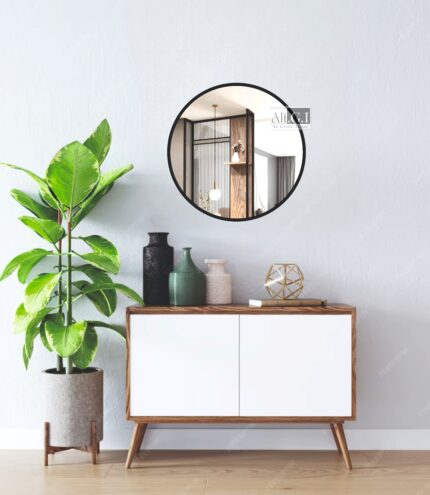 Ali.G.I 18" Round Black Frame Wall Mirror (AGI-219)