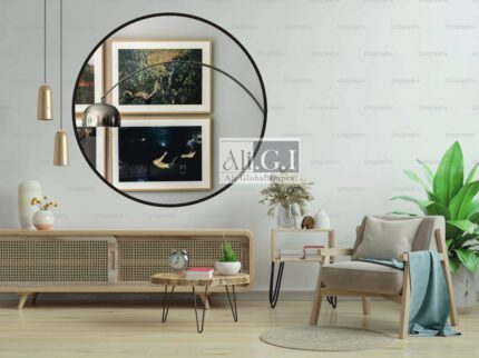 Ali.G.I-Vanity Black Round Wall Mirror 30 Inch (AGI-223)