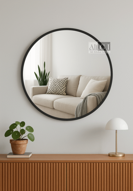 Ali.G.I-28 Inch Modern Round Wall Mirror with Black Frame (AGI-222)