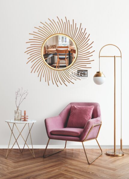 Ali.G.I 24" Gold Twisted Sunburst Mirror (AGI-301)