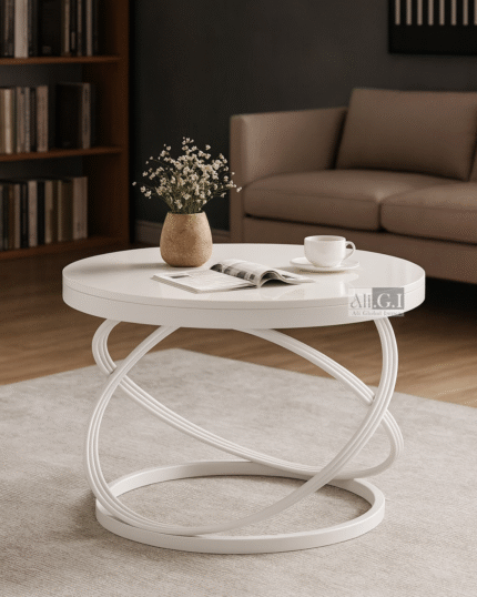 Ali.G.I – Round White Coffee Table with Twist Base (AGI-312)