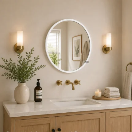 Ali.G.I 20 Inch White Metal Accent Mirror | Stylish Home Décor for Bedroom, Hallway & Living Spaces (AGI-242)