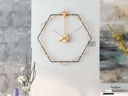 Ali.G.I Hexagonal Twisted Wire Wall Clock for Interior Decor (AGI-343, Twisted)