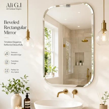 Ali.G.I Frameless Beveled Rounded Rectangle Wall Mirror | Modern Bathroom Vanity Mirror for Bedroom, Entryway & Living Room