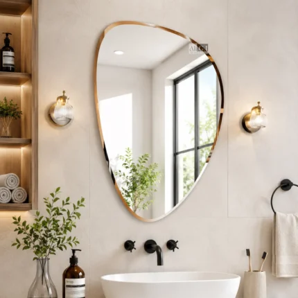 Ali.G.I Frameless Beveled Organic Wall Mirror | Modern Bathroom Vanity Mirror for Bedroom, Entryway & Living Room