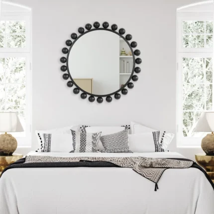 Ali.G.I-Modern Black Bobble Round Wall Mirror for Bathroom (AGI-395)