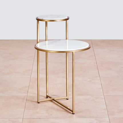 Ali.G.I-Round Marble Top Accent Table Two-In-One (AGI-405)