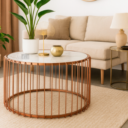 Ali.G.I-Café Élégance Wire Table with Marbre Top (AGI-447)