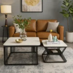 Ali.G.I-Marble Top Metal Frame Coffee Table Set (AGI-478)