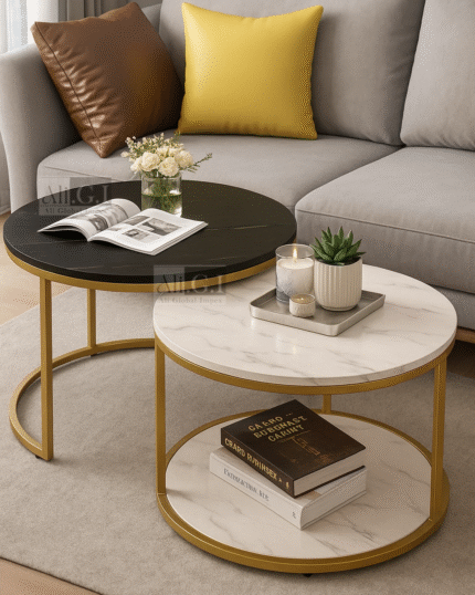 Ali.G.I-Brooks Marble Nesting Coffee Table Set (AGI-452)