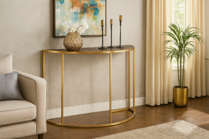 Ali.G.I-Half-Moon Console Table with Gold Frame (AGI-427)