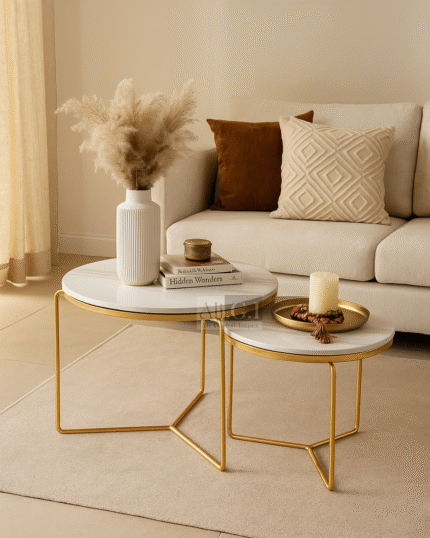 Ali.G.I-Benette Nesting Tables with Gold Metal Frame (AGI-451)