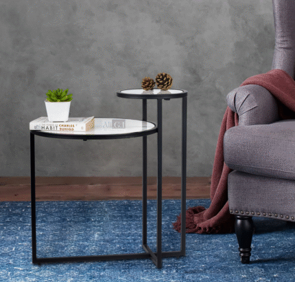 Ali.G.I-Combo Side Table with White Marble Top (AGI-406)