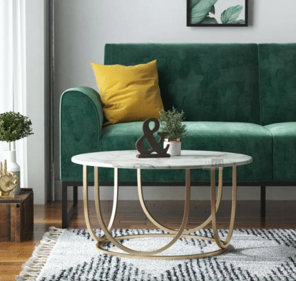Ali.G.I-Runder Marble Coffee Table with Gold Metal Base (AGI-459)