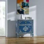 Ali.G.I-Blue Floral Bone Inlay Bedside Table (AGI-511)