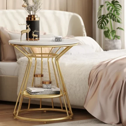 Ali.G.I-Luxury Gold Accent Side Table with Marble Top (AGI-529)