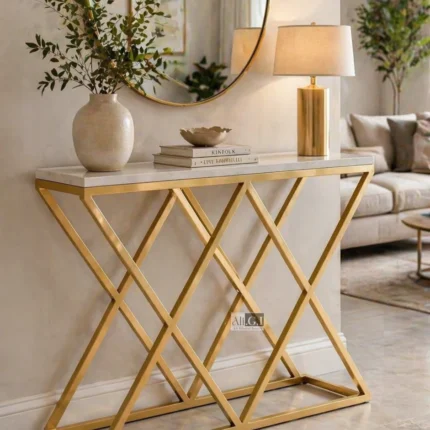 Ali.G.I-Premium Gold Console Table with Marble Top (AGI-527)