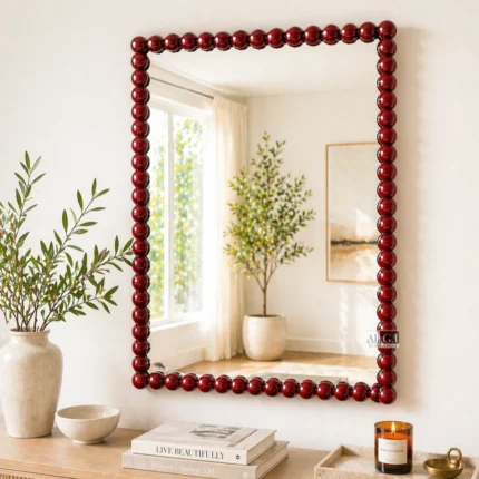 Ali.G.I- Red Bobble Rectangle Decorative Wall Mirror 18x24" (AGI-497)
