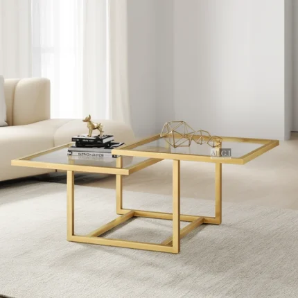 Ali.G.I-Luxe Gold Glass Center Coffee Table (AGI-525)