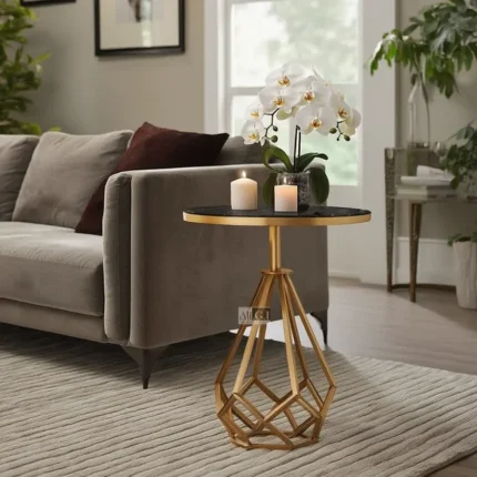 Ali.G.I-Luxurious Gold Geometric Accent Side Table (AGI-522)