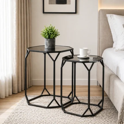 Ali.G.I-Luxury Nesting Side Tables  Metal Accent (AGI-545)
