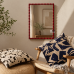 Ali.G.I Ruby Glow Bobble Mirror 20x30 Inch | Designer Beaded Rectangular Wall Mirror for Luxury Home Interiors