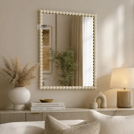 Ali.G.I- Ivory Bobble Rectangular Mirror 18x24" (AGI-537)