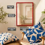 Ali.G.I Ruby Glow Bobble Mirror 20x30 Inch | Designer Beaded Rectangular Wall Mirror for Luxury Home Interiors