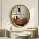 Ali.G.I 30-Inch Luxury Gold Bobble Round Wall Mirror | Premium Decorative Beaded Accent Mirror for Living Room, Bedroom, Entryway & Bathroom
